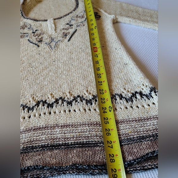 Free People Cream and Black Knit Sweater with Embroidery Size S - Picture 4 of 7